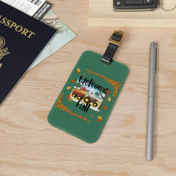 Welcome Fall! Luggage Tag w/Business Card Insert & Leather Strap - Image 4