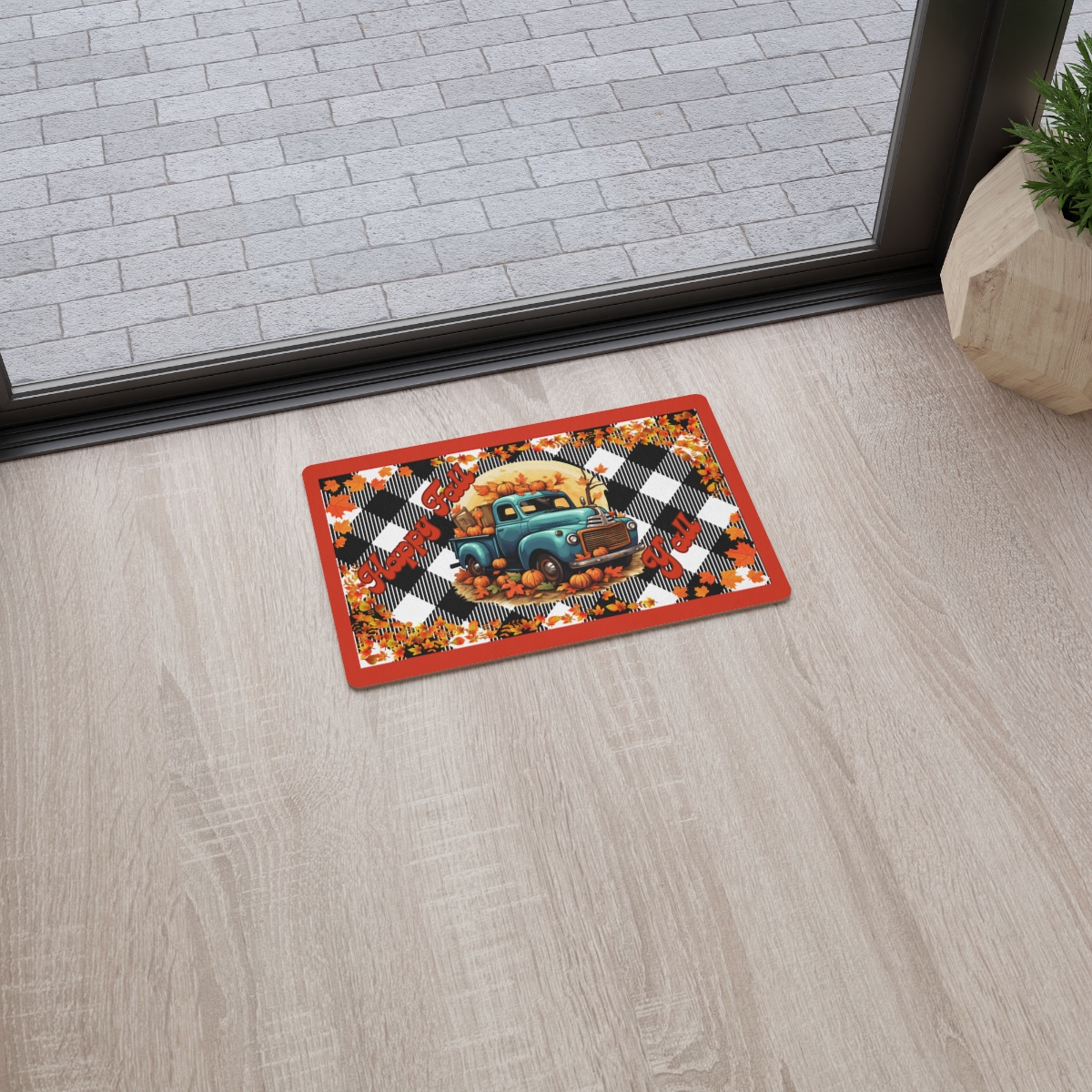 Happy Fall Y'all Floor Mat - Orange Background - Image 6