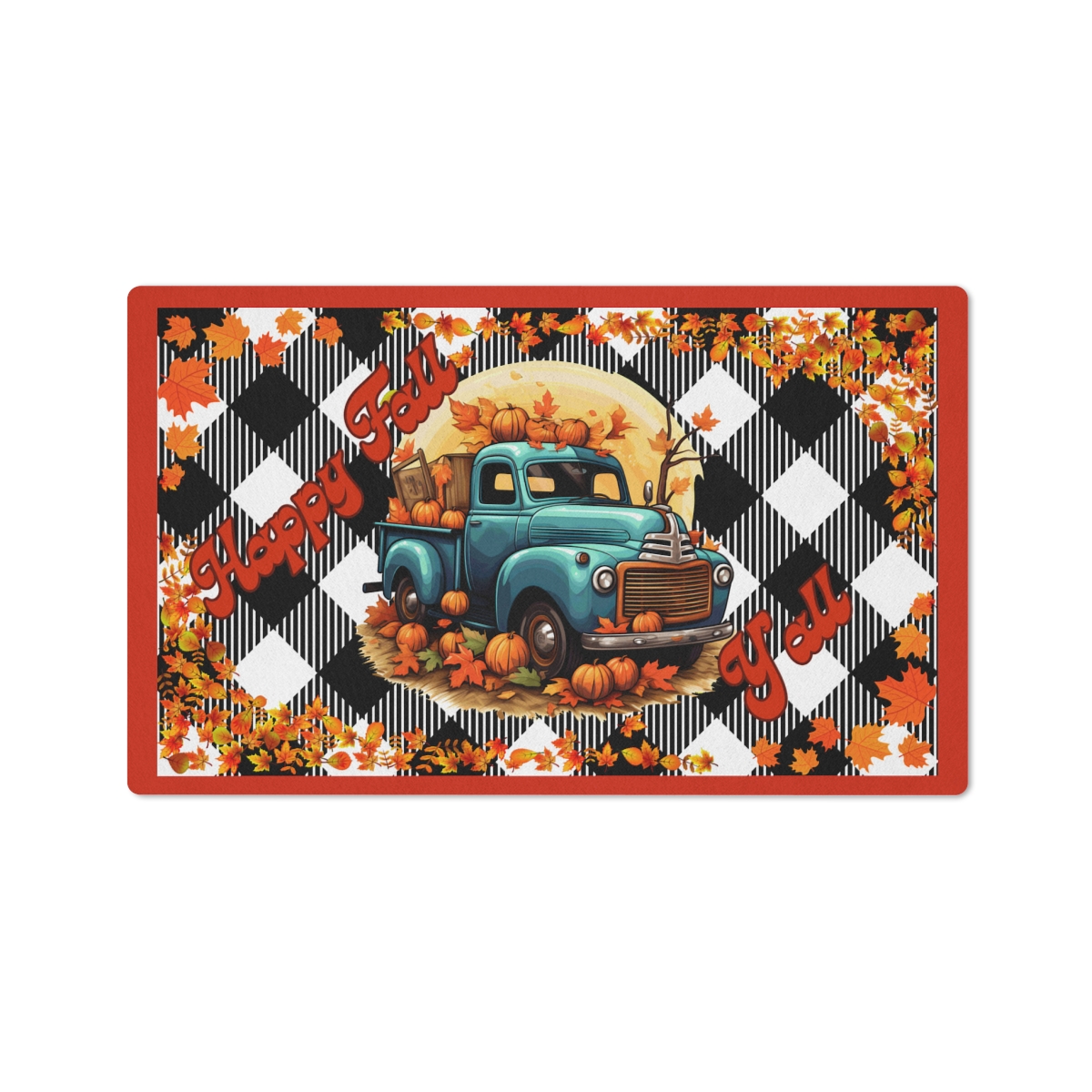Happy Fall Y'all Floor Mat - Orange Background - Image 2