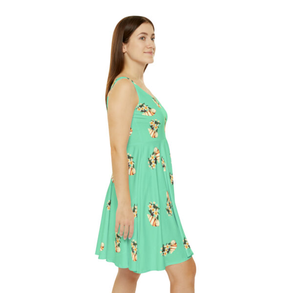 Plumeria/Seashell in Turquoise - Women's Skater Dress (AOP) - Image 4